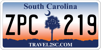 SC license plate ZPC219