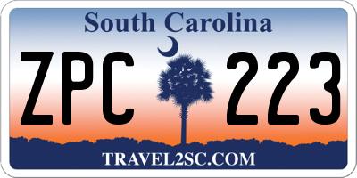 SC license plate ZPC223