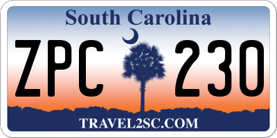 SC license plate ZPC230