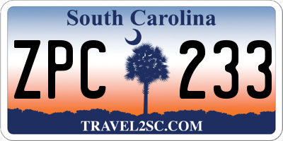 SC license plate ZPC233