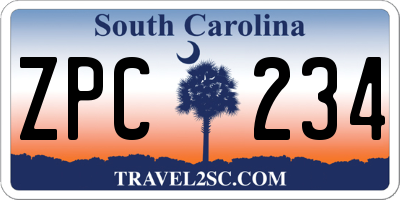 SC license plate ZPC234