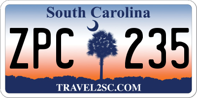 SC license plate ZPC235