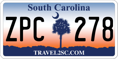 SC license plate ZPC278