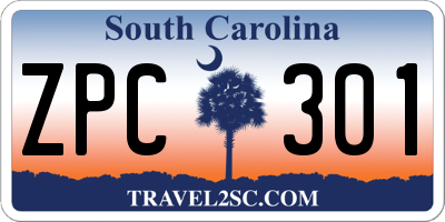 SC license plate ZPC301