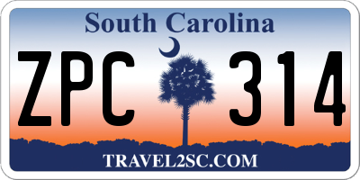 SC license plate ZPC314