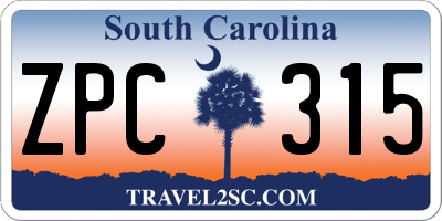 SC license plate ZPC315