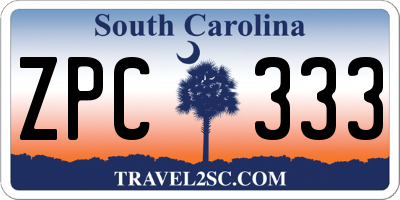SC license plate ZPC333