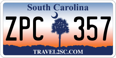 SC license plate ZPC357