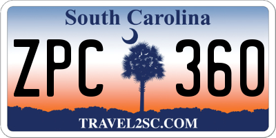 SC license plate ZPC360