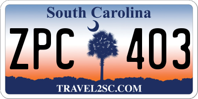 SC license plate ZPC403