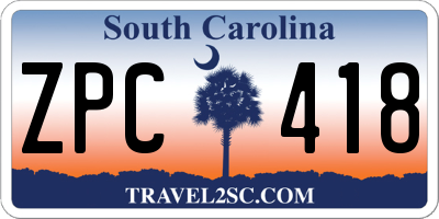 SC license plate ZPC418