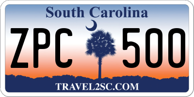 SC license plate ZPC500