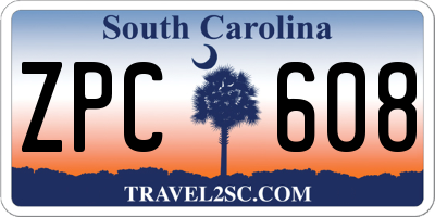 SC license plate ZPC608