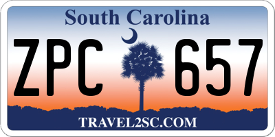 SC license plate ZPC657