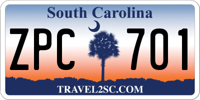 SC license plate ZPC701