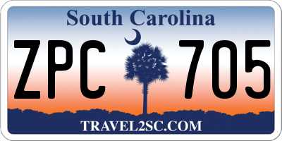 SC license plate ZPC705