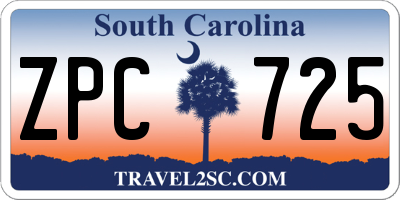 SC license plate ZPC725