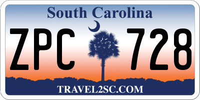 SC license plate ZPC728