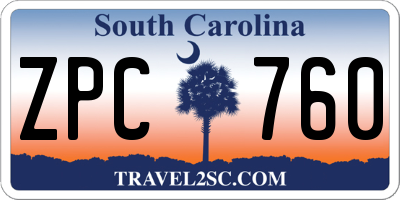 SC license plate ZPC760