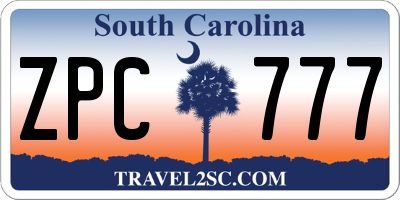 SC license plate ZPC777