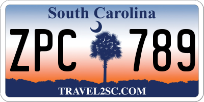 SC license plate ZPC789