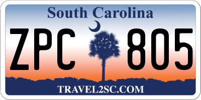 SC license plate ZPC805