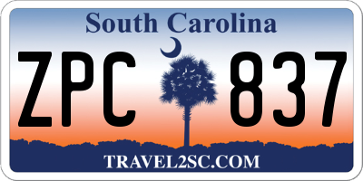 SC license plate ZPC837