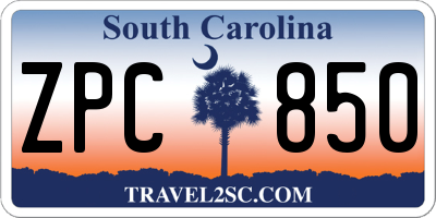 SC license plate ZPC850