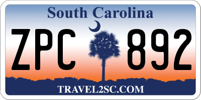 SC license plate ZPC892