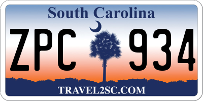 SC license plate ZPC934