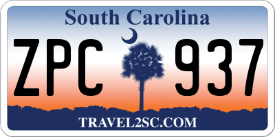 SC license plate ZPC937