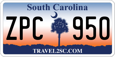 SC license plate ZPC950