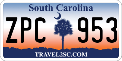 SC license plate ZPC953
