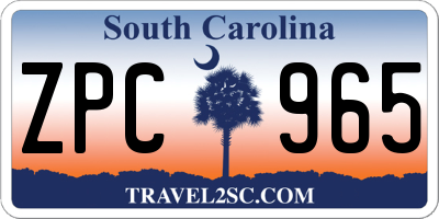 SC license plate ZPC965