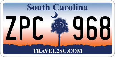 SC license plate ZPC968