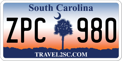 SC license plate ZPC980
