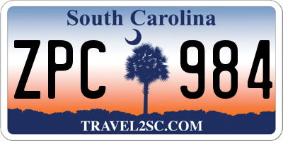 SC license plate ZPC984