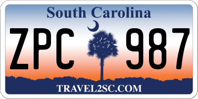 SC license plate ZPC987