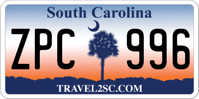 SC license plate ZPC996