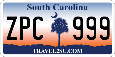 SC license plate ZPC999