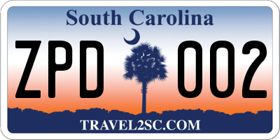 SC license plate ZPD002