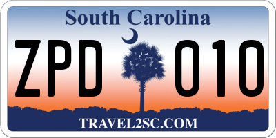 SC license plate ZPD010