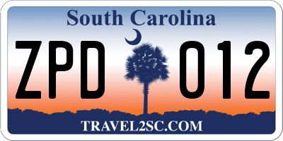 SC license plate ZPD012