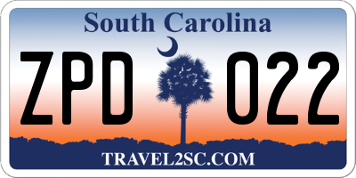 SC license plate ZPD022