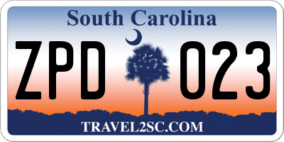 SC license plate ZPD023