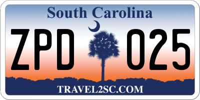 SC license plate ZPD025