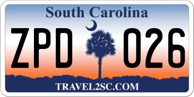 SC license plate ZPD026