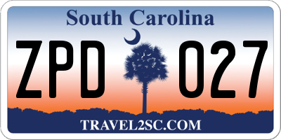 SC license plate ZPD027