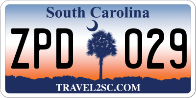 SC license plate ZPD029
