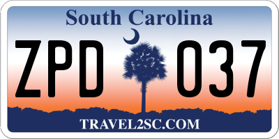 SC license plate ZPD037